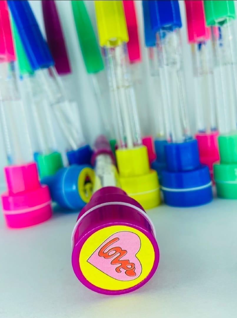 JS Junoon Multicolor Gel Pen Set – 3 Pcs with Stamp, Bubbles & Light Features