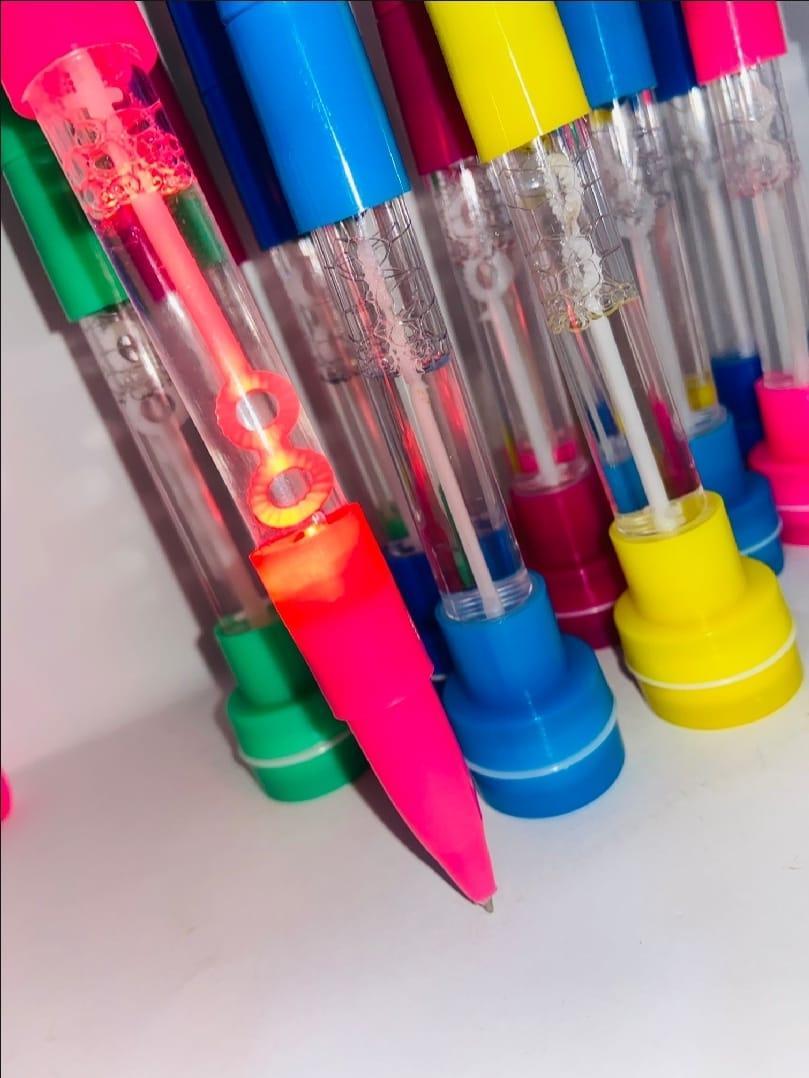 JS Junoon Multicolor Gel Pen Set – 3 Pcs with Stamp, Bubbles & Light Features