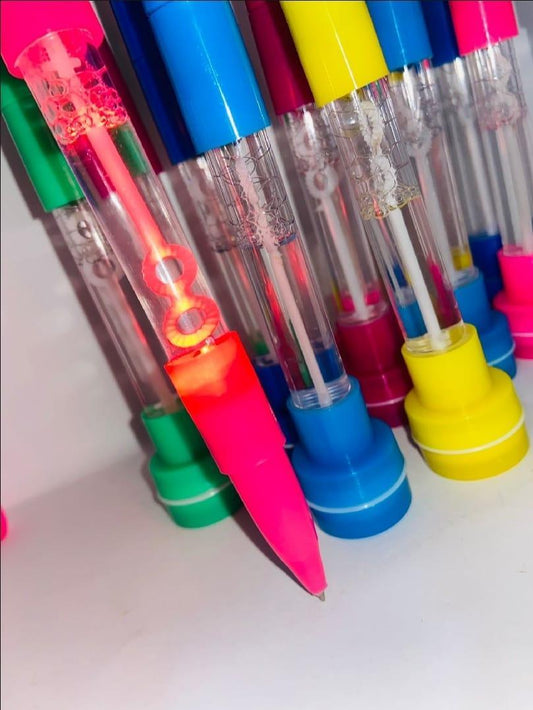 JS Junoon Multicolor Gel Pen Set – 3 Pcs with Stamp, Bubbles & Light Features