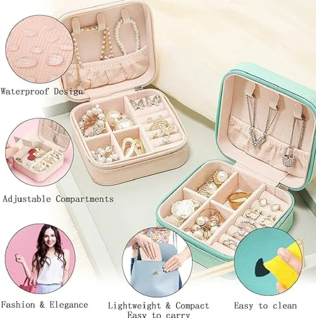 Stylish Modern Pink Jewelry Box Organizer – PU Leather, 1 Pc - JSJunoon.com