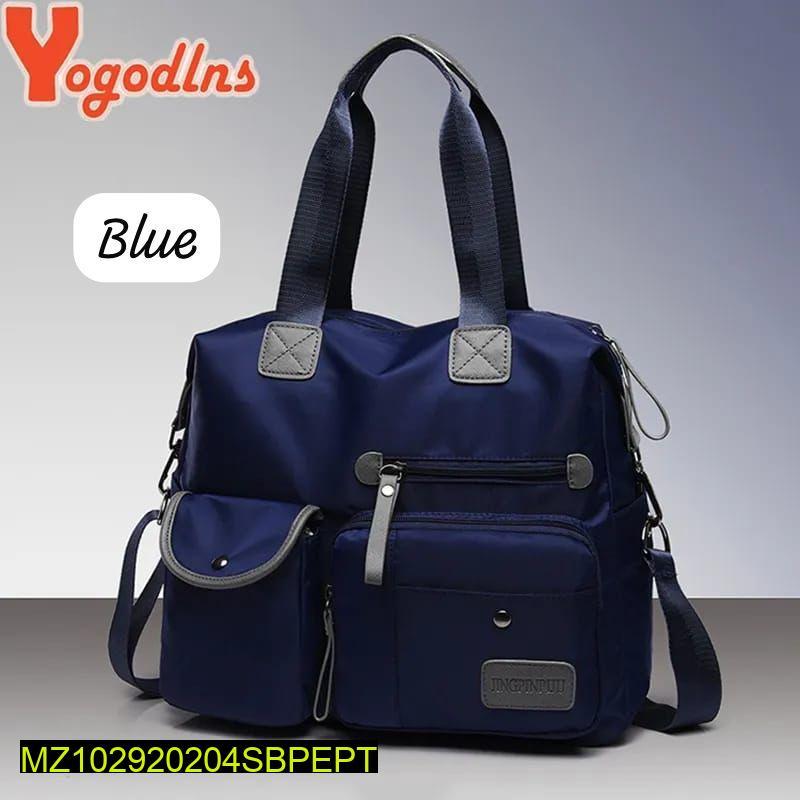 JS Junoon Women’s Parachute Plain Shoulder Bag – Blue, 14×4×12 Inches Stylish Handbag