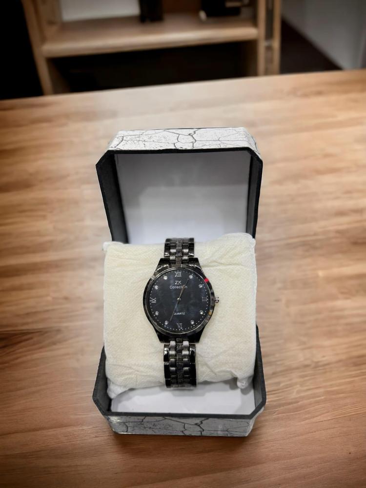 JS JUNOON Men's Analogue Chain Watch – Stainless Steel, Round Case, Black Dial, Stylish & Durable, 1 Pc