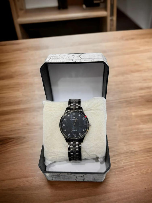 JS JUNOON Men's Analogue Chain Watch – Stainless Steel, Round Case, Black Dial, Stylish & Durable, 1 Pc