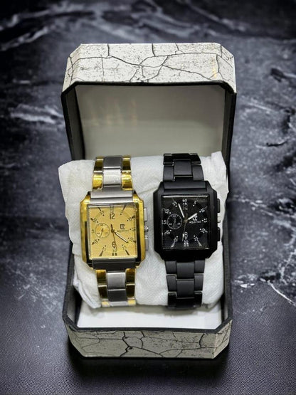 JS JUNOON Men's Square Analogue Watch – Stainless Steel Chain Strap, Quartz Movement, Water Resistant, 1 Pc - JSJunoon.com