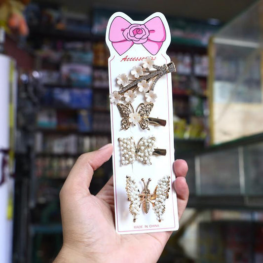 Golden Medium Length Hair Pins – Set of 4 Stylish Metal Hair Accessories for Women & Girls