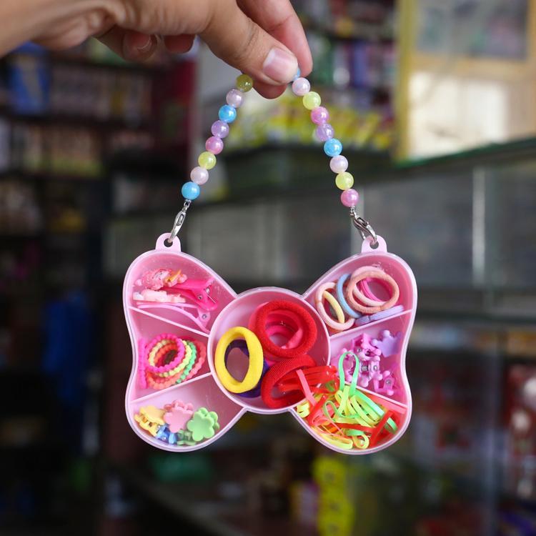 Girls’ Beautiful Printed Rubber Hair Ponies – Multicolor Free Size (1 Pc)