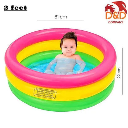 Swimming Pool for Kids – Inflatable Vinyl Baby Bath Tub with Soft Floor, Rainbow Design - JSJunoon.com
