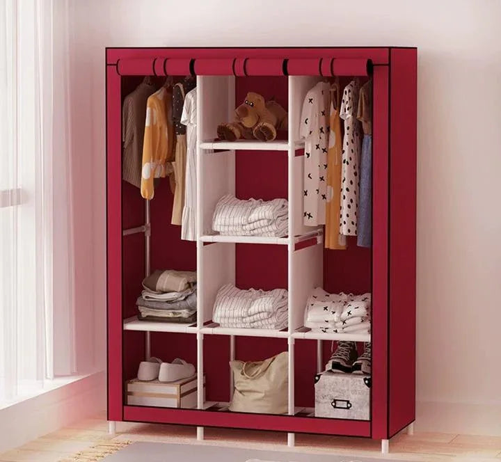 3-Door Parachute Wardrobe Organizer – Red & Black, 1 Pc - JSJunoon.com