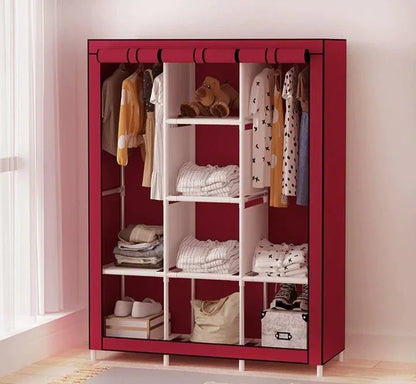 3-Door Parachute Wardrobe Organizer – Red & Black, 1 Pc - JSJunoon.com
