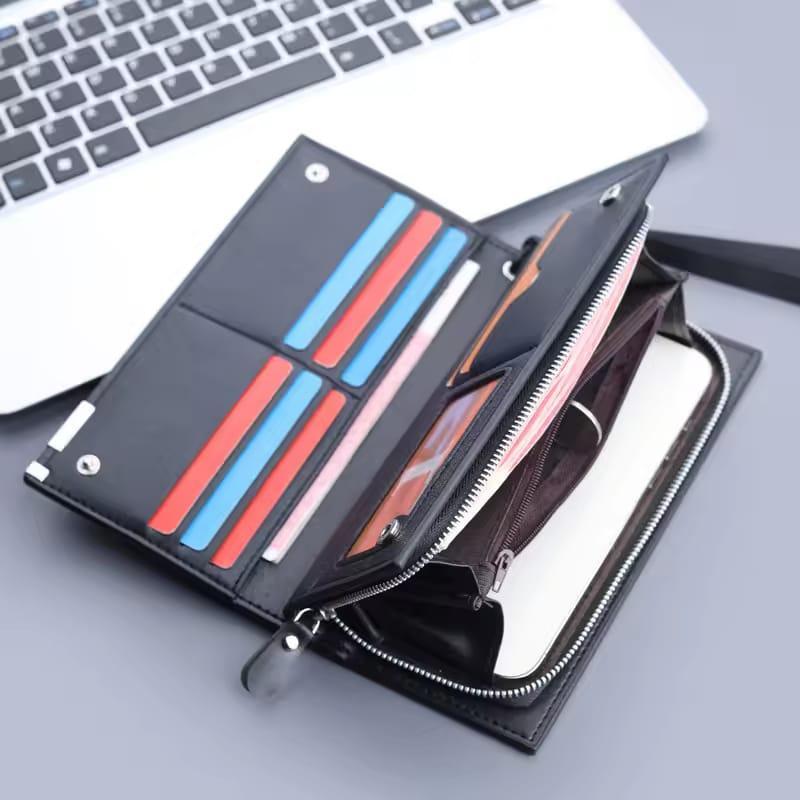 JS JUNOON Unisex PU Leather Long Wallet – Stylish Multicolor, Durable & Functional for Men & Women, 1 Pc