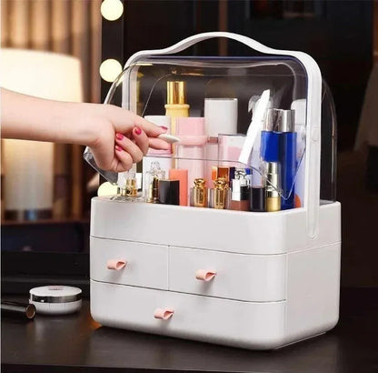 Waterproof & Dustproof Makeup Organizer Box with Lid – White ABS Plastic - JSJunoon.com