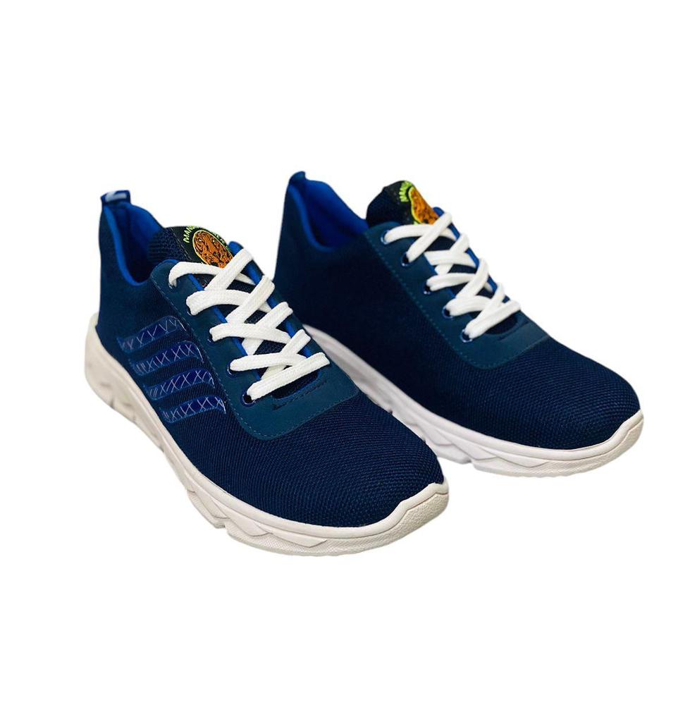 JS Junoon Men's Walking Shoes – Comfortable Textile Fabric Sneakers with PR Rubber Sole (Blue)