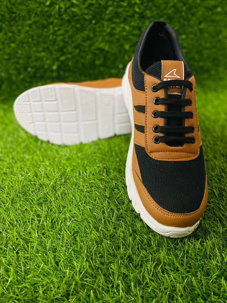 JS Junoon Men's Rexine Walking & Running Shoes – Brown