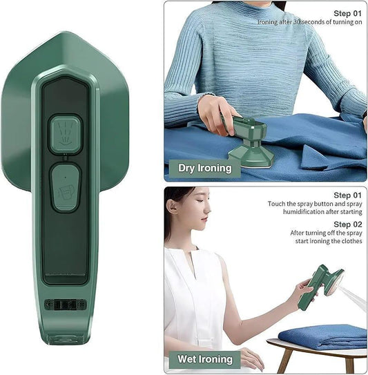Foldable Steam Iron – Compact Green Portable Iron for Home & Travel Use