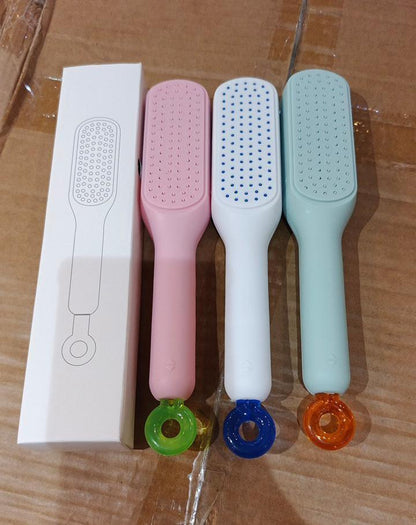 Self-Cleaning Anti-Static Massage Comb – Detangling, Scalp Massage & Hair Care Tool (ABS Plastic) - JSJunoon.com