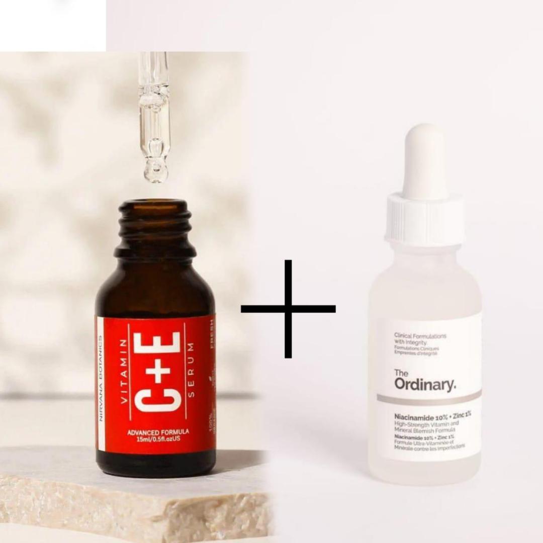Revitalizing Skincare Bundle (2 Pcs) | 2 in 1 Vitamin C & Niacinamide Serum | Brightening & Nourishing Face Serums