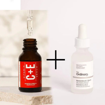Revitalizing Skincare Bundle (2 Pcs) | 2 in 1 Vitamin C & Niacinamide Serum | Brightening & Nourishing Face Serums - JSJunoon.com