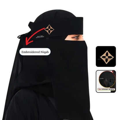 JS Junoon 1 Pc Chiffon Embroidered Niqab – Elegant Islamic Wear for Women - JSJunoon.com