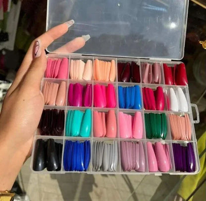 JS Junoon 576 Pcs Multicolor Fake Nails – Acrylic Nail Art Set for Customization & Creativity - JSJunoon.com