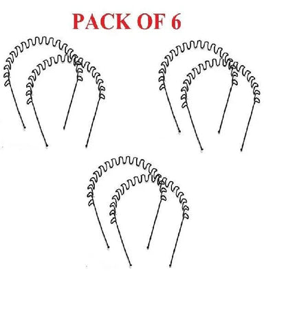 JS Junoon Medium Length Hair Band – Pack of 6 Black Metal Headbands for Unisex - JSJunoon.com