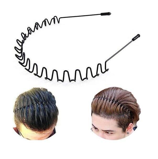 JS Junoon Medium Length Hair Band – Pack of 6 Black Metal Headbands for Unisex