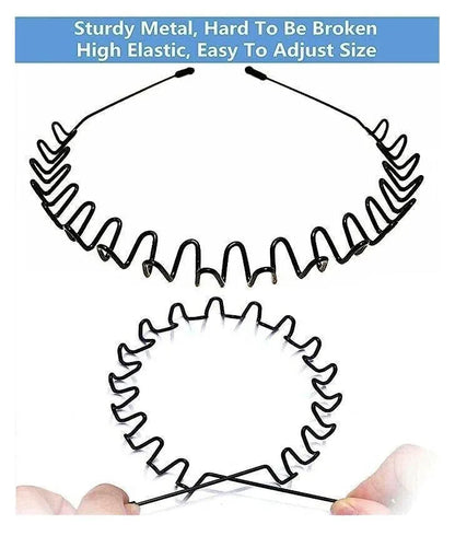 JS Junoon Medium Length Hair Band – Pack of 6 Black Metal Headbands for Unisex - JSJunoon.com
