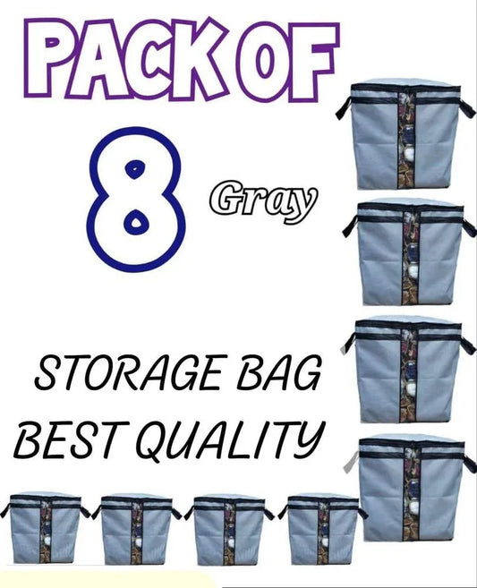 Dustproof Storage Bags – Pack of 8 Large Grey Acrylic Cotton Bags - JSJunoon.com