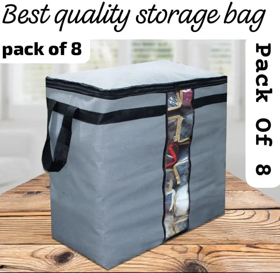 Dustproof Storage Bags – Pack of 8 Large Grey Acrylic Cotton Bags - JSJunoon.com