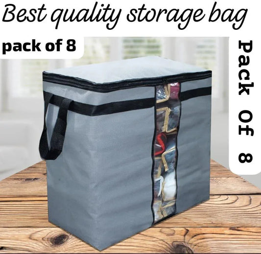 Dustproof Storage Bags – Pack of 8 Large Grey Acrylic Cotton Bags - JSJunoon.com
