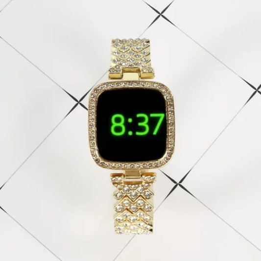 JS Junoon Women’s Jewellery Zircon LED Watch – Stainless Steel, 25mm Elegant Design