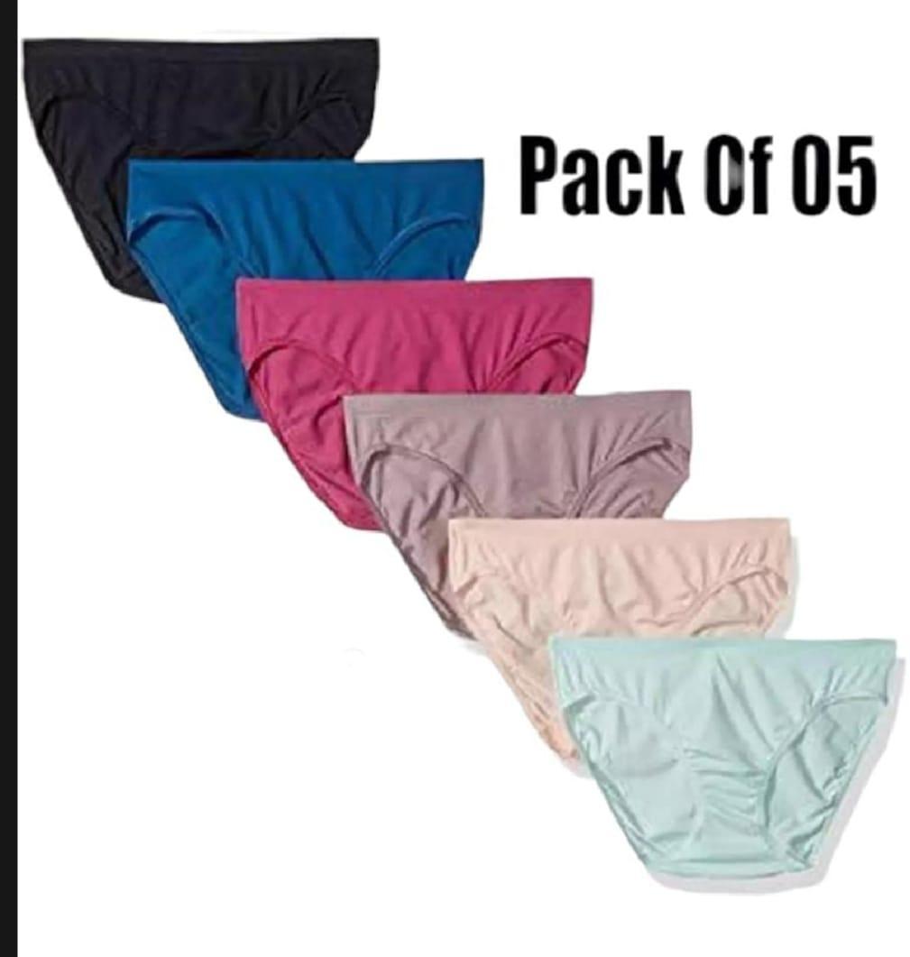 JS JUNOON 5 Pcs Breathable Cotton Plain Panties – Comfortable & Lightweight Multicolor Set