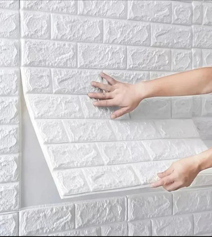 Beautiful Foamic Brick Wall Sticker – 2 Pcs Self-Adhesive Qul Calligraphy Design, White - JSJunoon.com