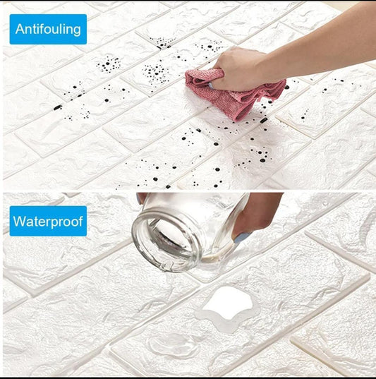 Beautiful Foamic Brick Wall Sticker – 2 Pcs Self-Adhesive Qul Calligraphy Design, White