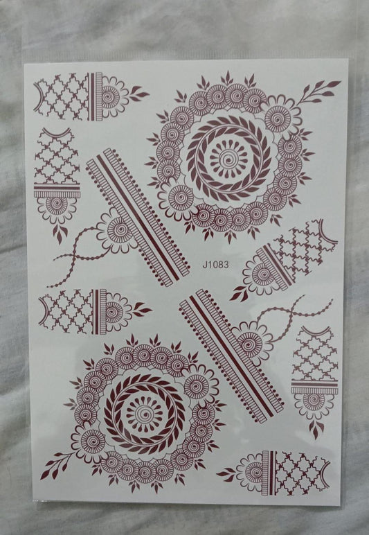 JS Junoon Elegant Brown Self-Adhesive Mehndi Sticker – Stylish Body Art for Women