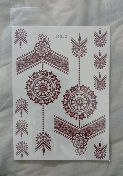 JS Junoon Elegant Brown Self-Adhesive Mehndi Sticker – Easy-to-Apply Body Art for Women - JSJunoon.com