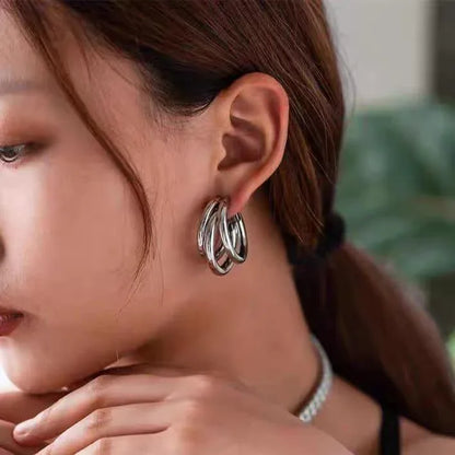 JS Junoon Elegant Alloy Earrings – 2 Pcs Women’s Jewelry (Golden & Silver) - JSJunoon.com