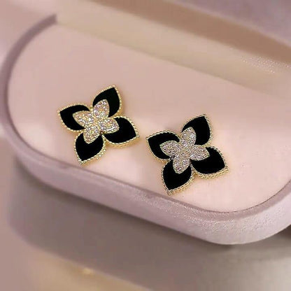 JS Junoon Sparkling Four-Leaf Studs with Cubic Zirconia – 2 Pcs Women’s Earrings (PJT-991) - JSJunoon.com
