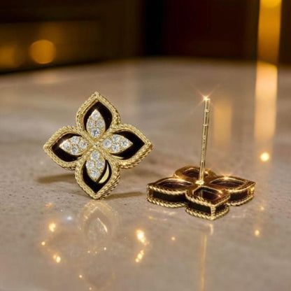 JS Junoon Sparkling Four-Leaf Studs with Cubic Zirconia – 2 Pcs Women’s Earrings (PJT-991) - JSJunoon.com