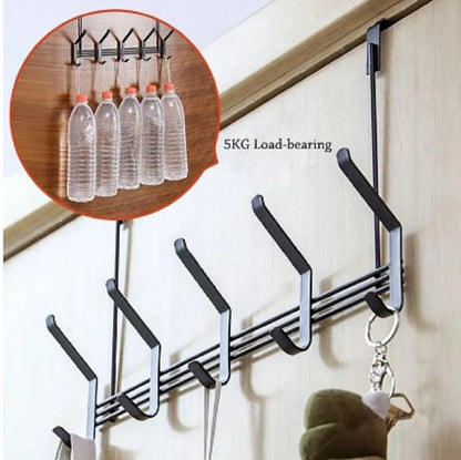 Iron Door Hanging Hook Hanger – Punch-Free Clothes, Coats & Towel Rack Organizer, Black - JSJunoon.com