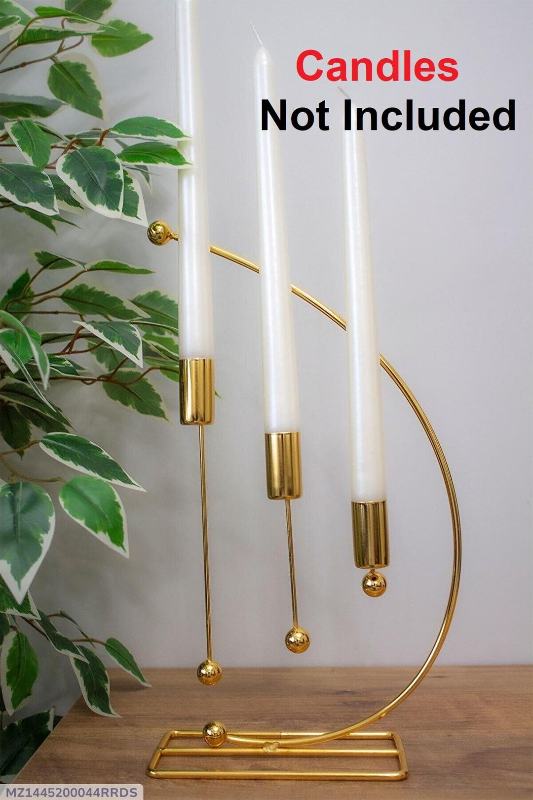 Musical Note Candle Stand – Metal Candle Holder, Golden & Black, 13 Inch Tall