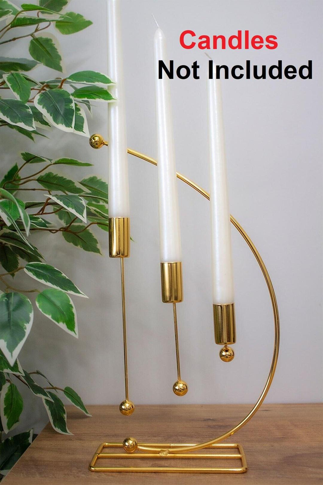 Musical Note Candle Stand – Metal Candle Holder, Golden & Black, 13 Inch Tall