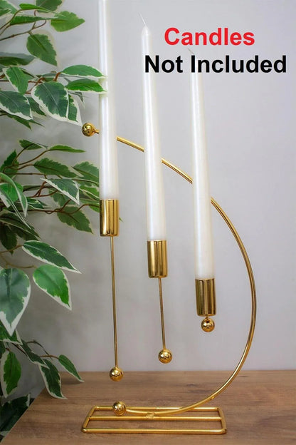 Musical Note Candle Stand – Metal Candle Holder, Golden & Black, 13 Inch Tall - JSJunoon.com