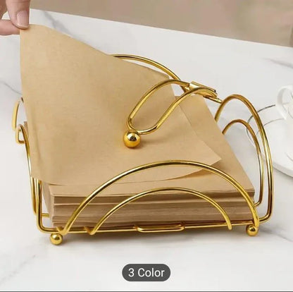 Stylish & Functional Metal Tissue Box – 1 Pc Black & Golden Napkin Holder for Home, Office, and Restaurant - JSJunoon.com