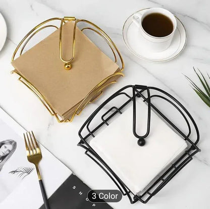 Stylish & Functional Metal Tissue Box – 1 Pc Black & Golden Napkin Holder for Home, Office, and Restaurant - JSJunoon.com
