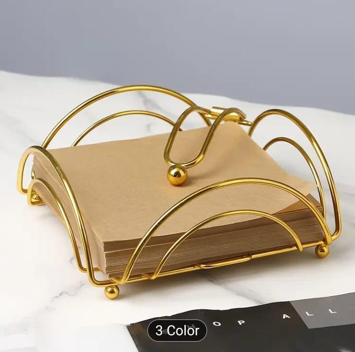 Stylish & Functional Metal Tissue Box – 1 Pc Black & Golden Napkin Holder for Home, Office, and Restaurant