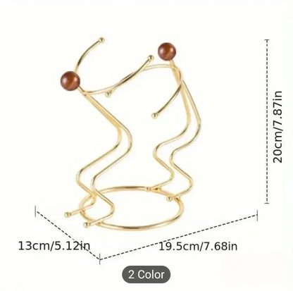 Creative Humanoid Drink Rack – Artistic Metal Beverage Holder for Home & Office Decor, Golden - JSJunoon.com