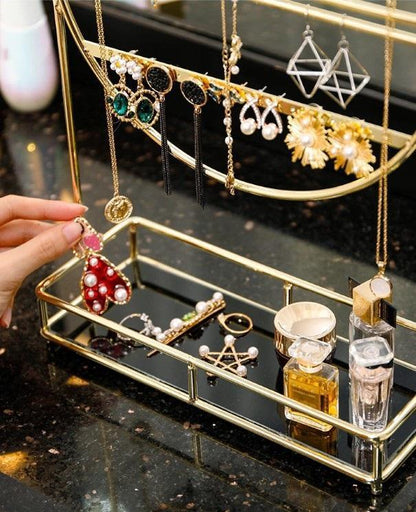 Metal Jewelry & Makeup Organizer Rack – Cosmetic Storage Shelf - JSJunoon.com