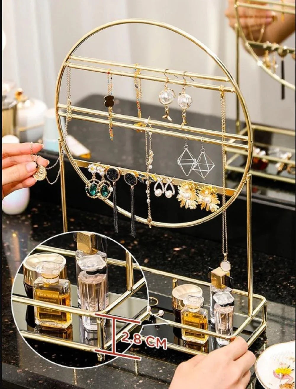 Metal Jewelry & Makeup Organizer Rack – Cosmetic Storage Shelf - JSJunoon.com