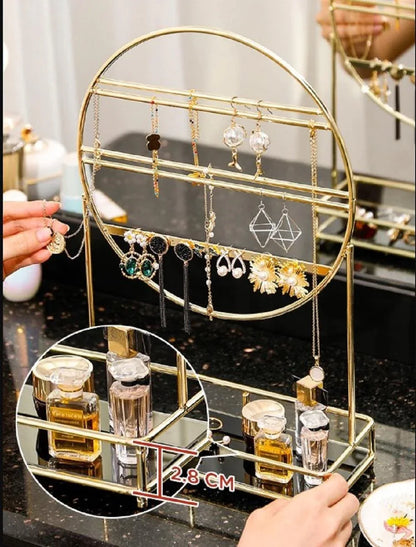 Metal Jewelry & Makeup Organizer Rack – Cosmetic Storage Shelf - JSJunoon.com