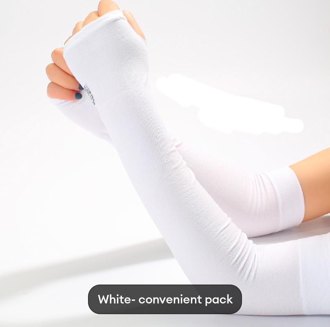 2 Pcs Cotton Women’s Arm Sleeves with Thumb Hole – Sun Protection & Winter Warmth